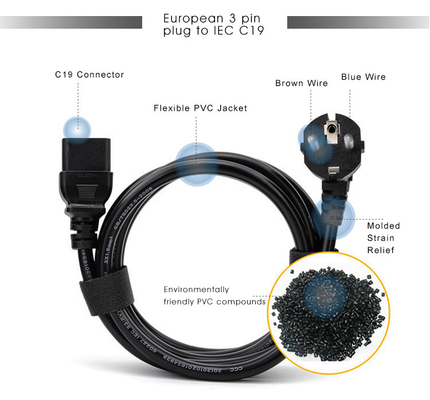 電子機械C13 C14送電線HO55VV-F EUのプラグの延長コード