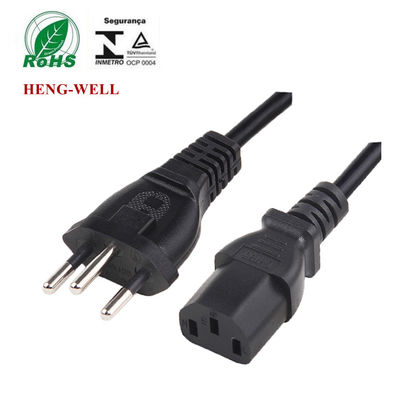 品質  AC 3 Round Pin Brazil Power Cord 2m INMETRO For Home Appliance 工場